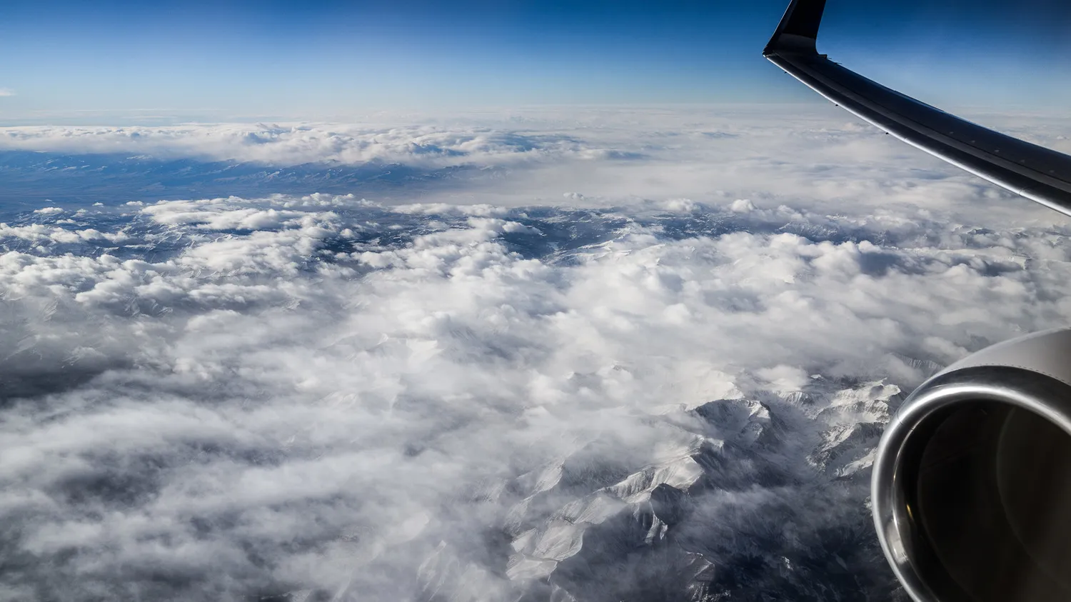 Above and cloud covered mountains in the northern United States
