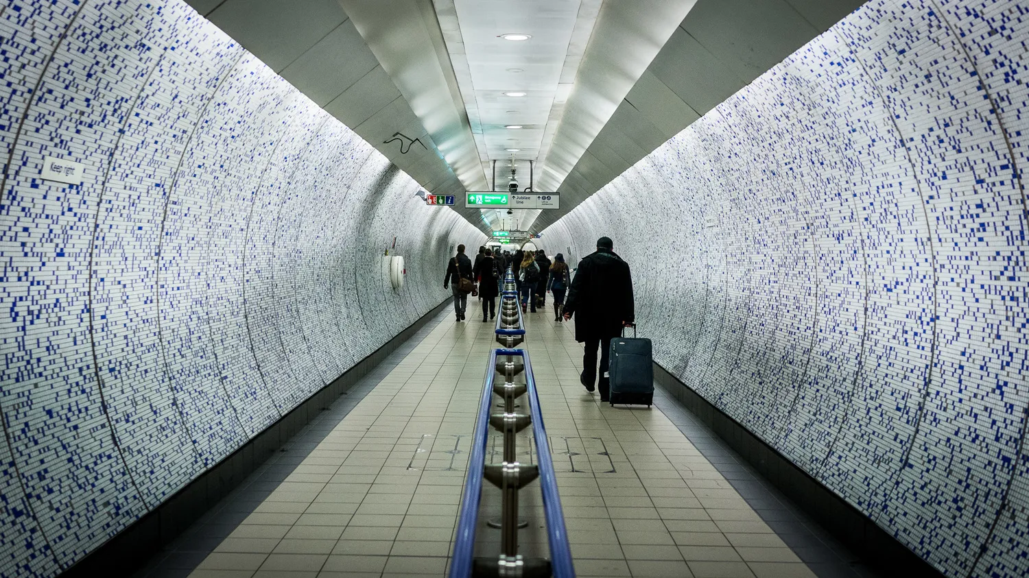 Connecting tunnel inside the Green Park Tube Station in London